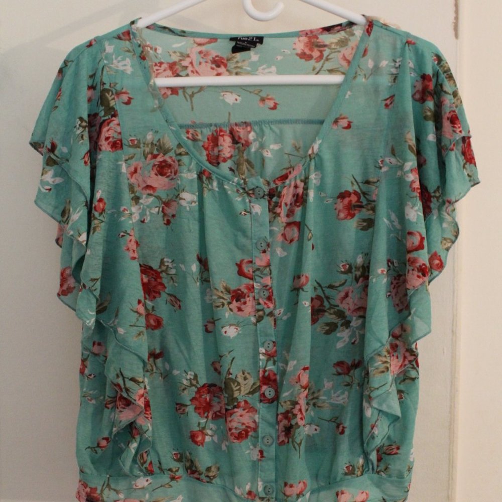 Green Flowery Blouse
